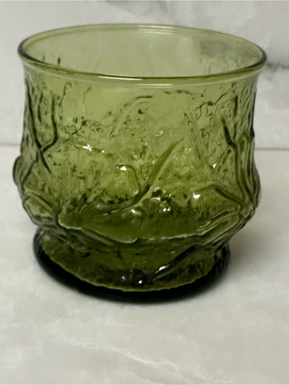 Vintage Anchor Hocking Rainflower Avocado Green Textured Tumblers Set